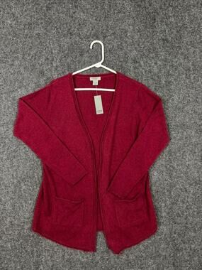 Premise Cashmere Cardigan Womens L Burgundy 100% Cashmere Open Front NWT